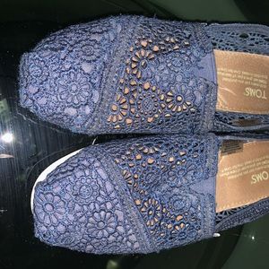 Navy Blue Lace Toms